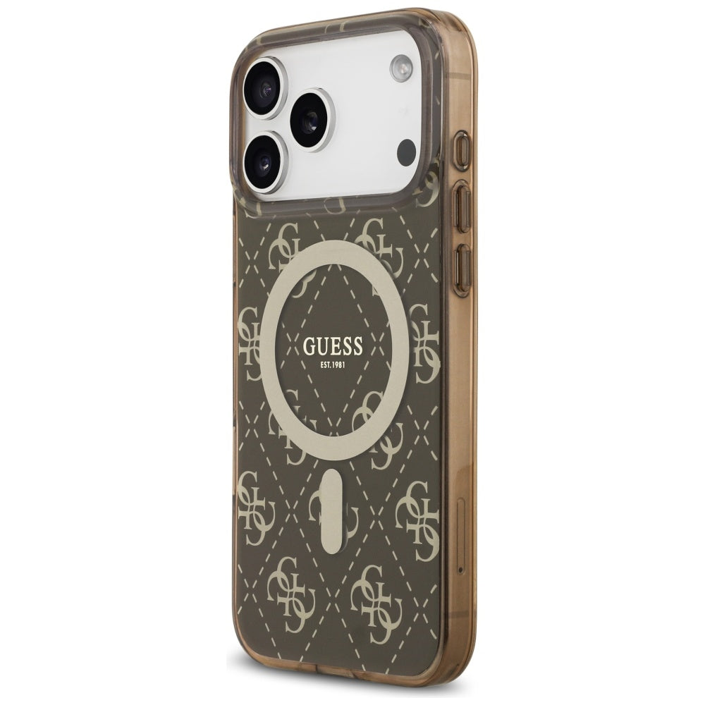 Ovitek MagSafe za Apple iPhone 17 Pro Max, Guess, IML 4G Background, rjava