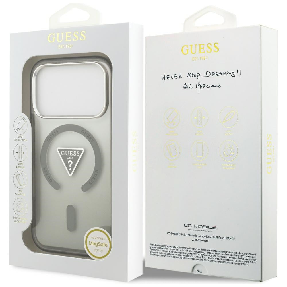 Ovitek MagSafe za Apple iPhone 17 Pro Max, Guess, IML Gradient Triangle Logo, Kaki