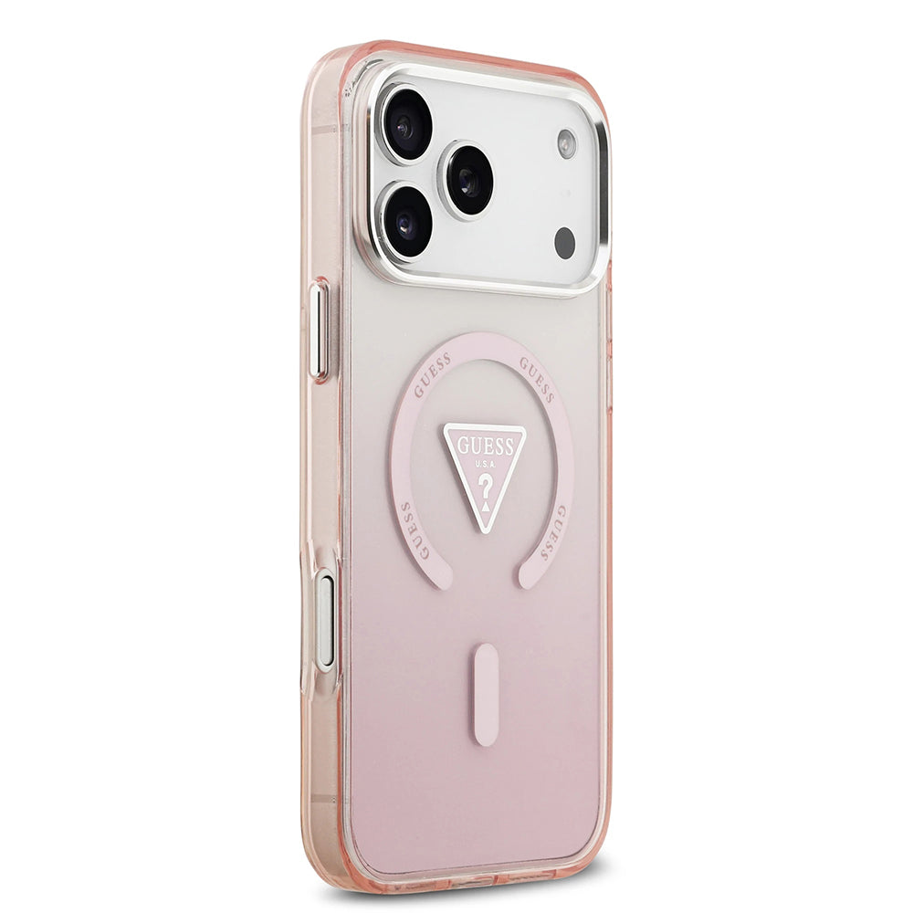 Ovitek MagSafe za Apple iPhone 17 Pro Max, Guess, IML Gradient Triangle Logo, Roza