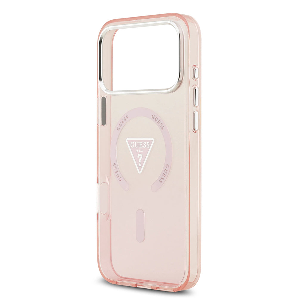 Ovitek MagSafe za Apple iPhone 17 Pro Max, Guess, IML Gradient Triangle Logo, Roza