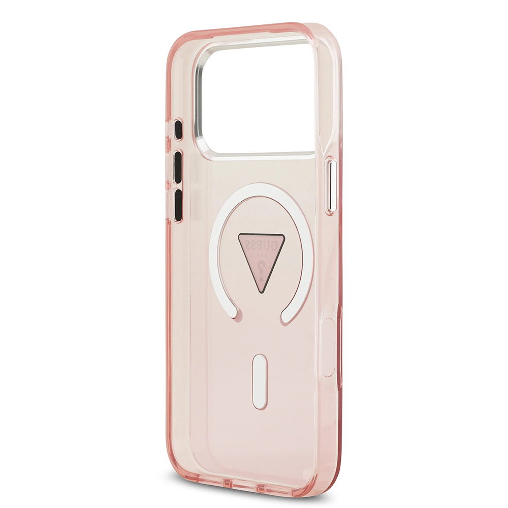Ovitek MagSafe za Apple iPhone 17 Pro Max, Guess, IML Gradient Triangle Logo, Roza