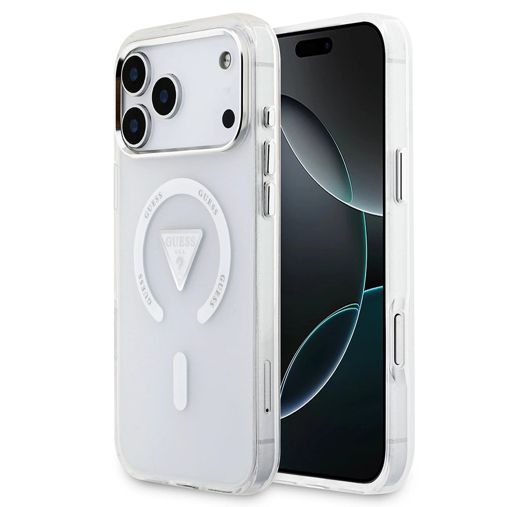 Ovitek MagSafe za Apple iPhone 17 Pro Max, Guess, IML Gradient Triangle Logo, Prozoren