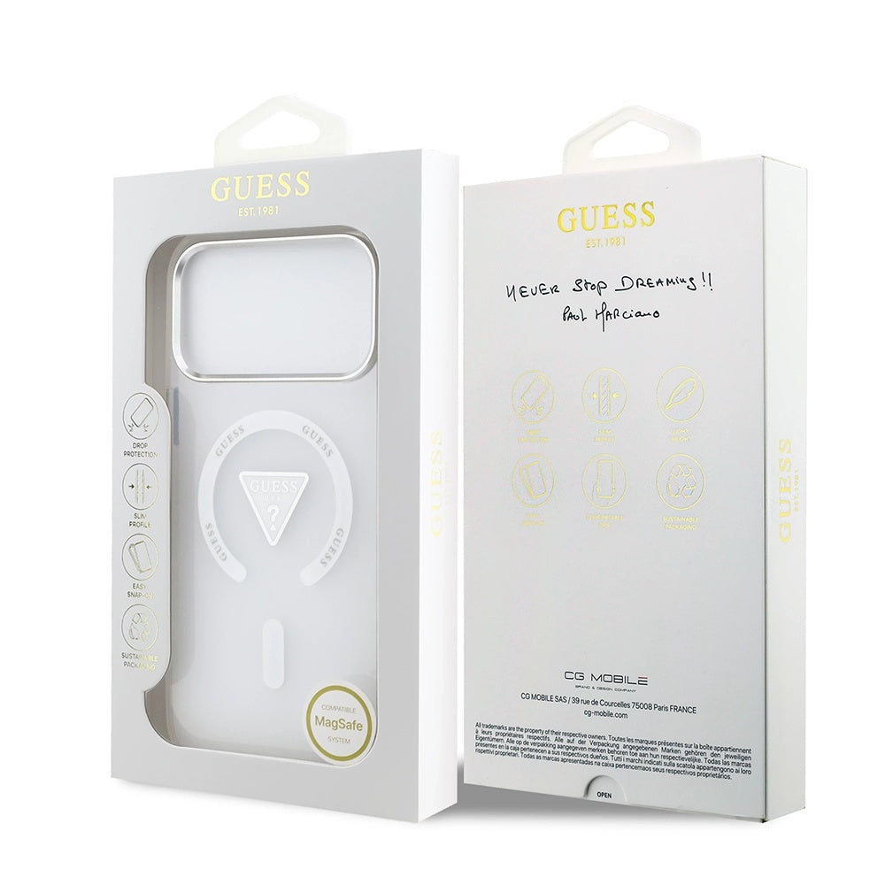 Ovitek MagSafe za Apple iPhone 17 Pro Max, Guess, IML Gradient Triangle Logo, Prozoren