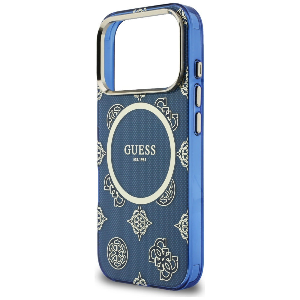 Ovitek MagSafe za Apple iPhone 17 Pro Max, Guess, IML Peony Dot, Modra