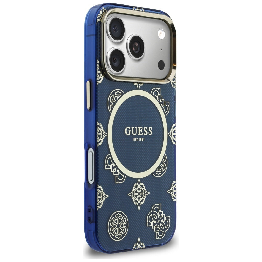 Ovitek MagSafe za Apple iPhone 17 Pro Max, Guess, IML Peony Dot, Modra
