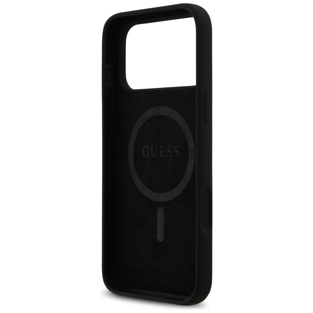Ovitek MagSafe za Apple iPhone 17 Pro Max, Guess, Logo Strass 4G, Črn