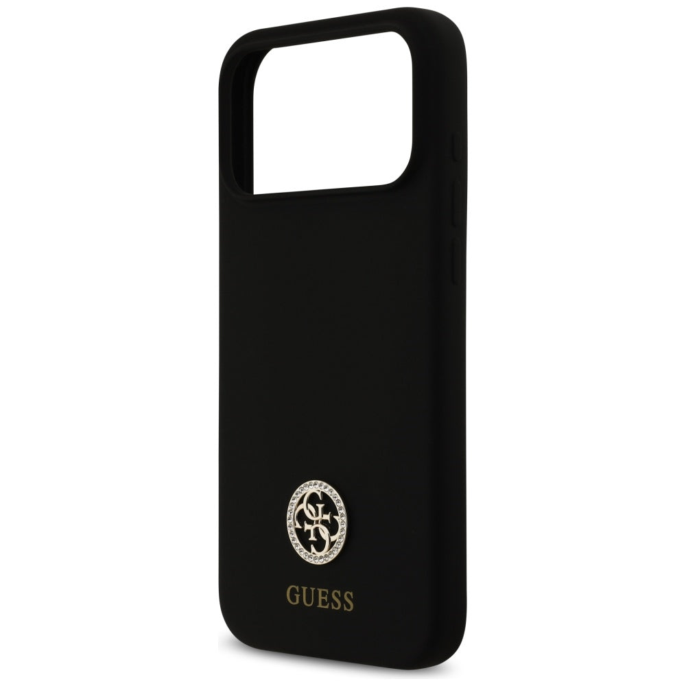 Ovitek MagSafe za Apple iPhone 17 Pro Max, Guess, Logo Strass 4G, Črn