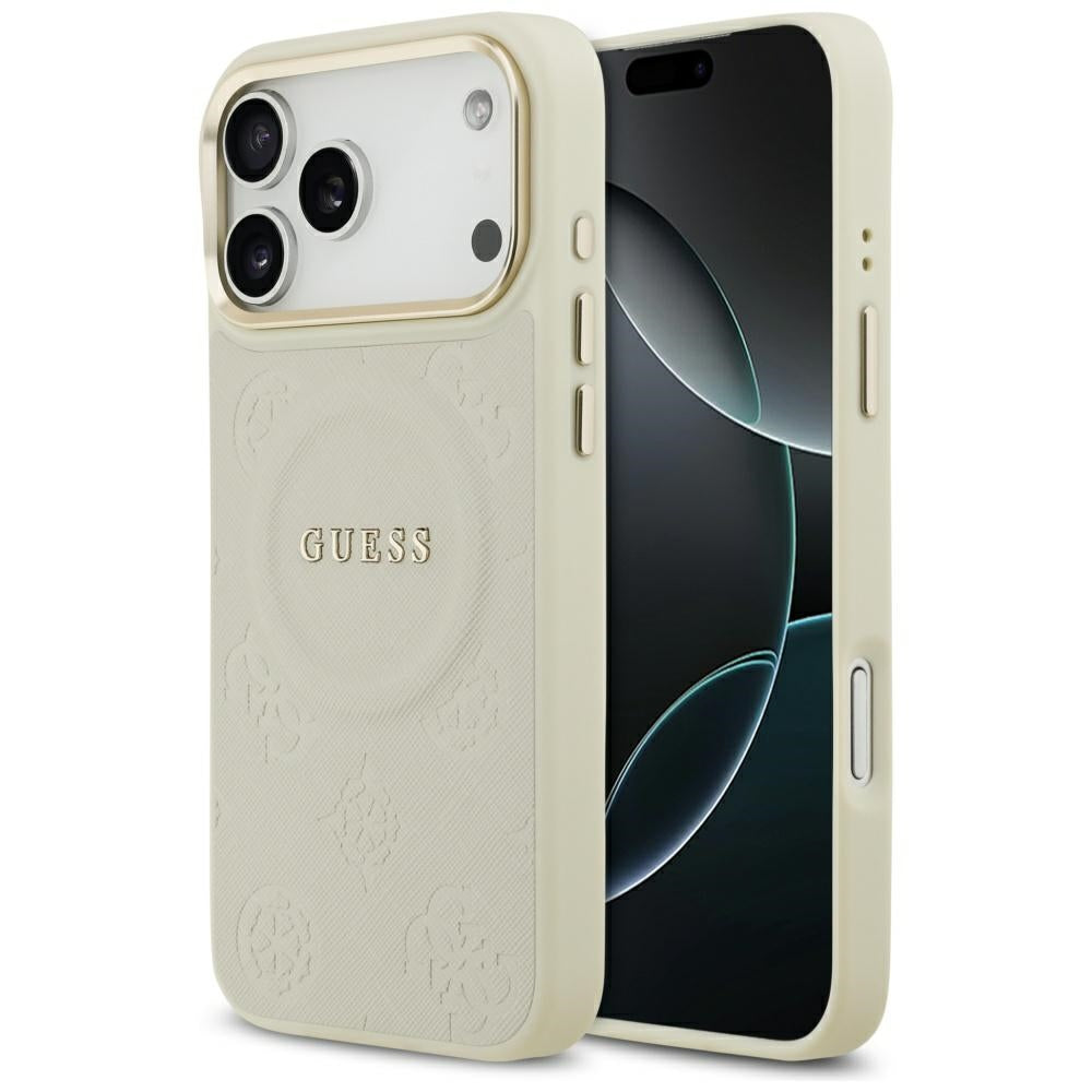 MagSafe Case for Apple iPhone 17 Pro Max, Guess, Peony Hot Stamp, Beige