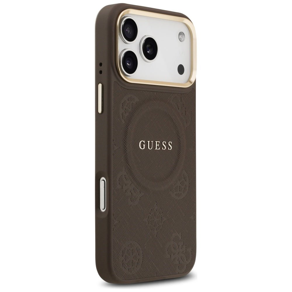 Ovitek MagSafe za Apple iPhone 17 Pro Max, Guess, Peony Hot Stamp, rjava