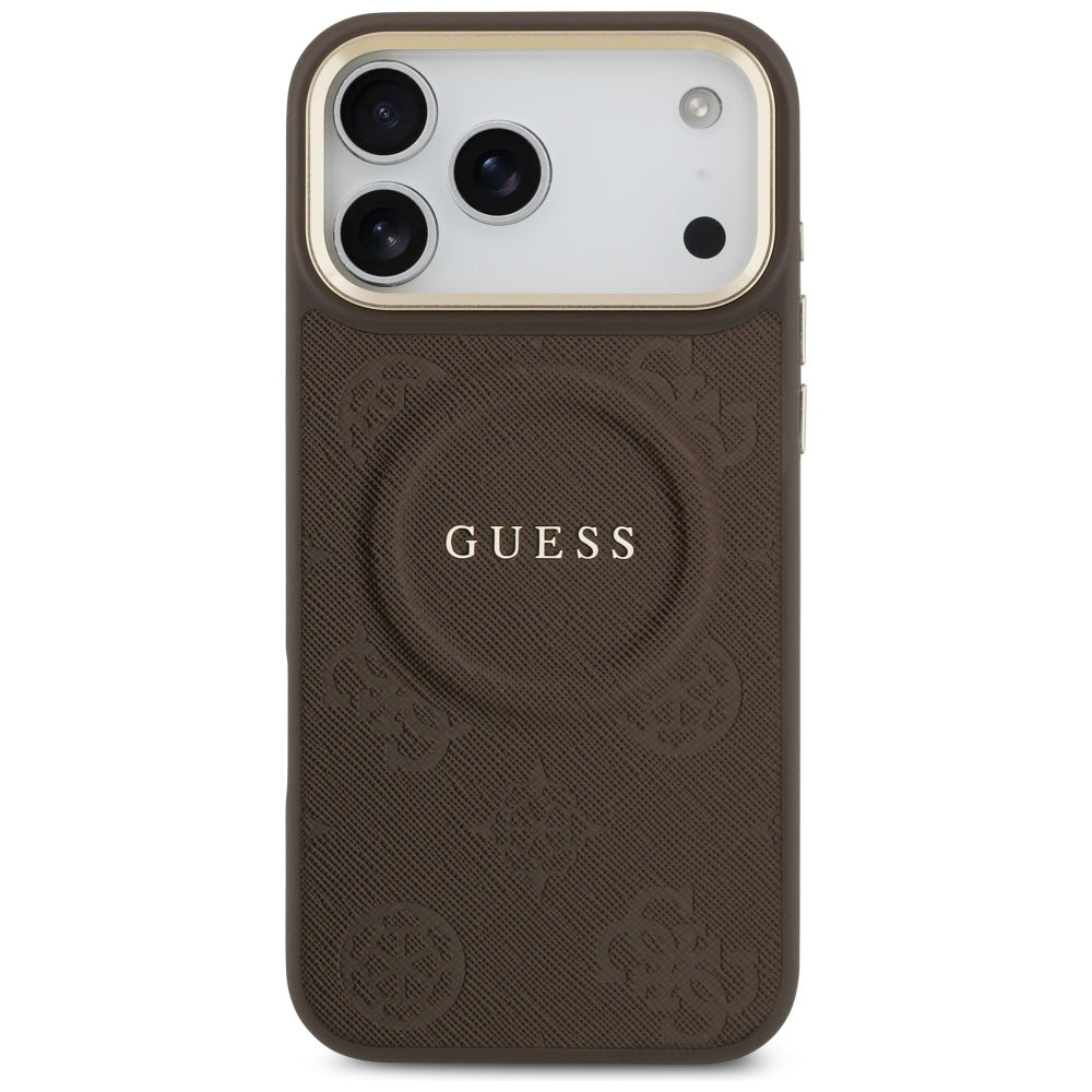Ovitek MagSafe za Apple iPhone 17 Pro Max, Guess, Peony Hot Stamp, rjava