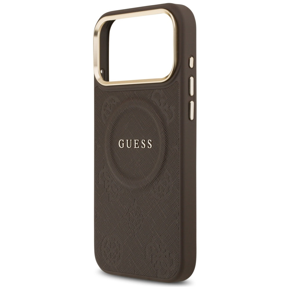 Ovitek MagSafe za Apple iPhone 17 Pro Max, Guess, Peony Hot Stamp, rjava