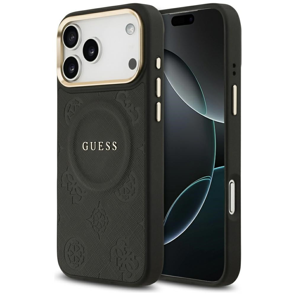 MagSafe ovitek za Apple iPhone 17 Pro Max, Guess, Peony Hot Stamp, črn