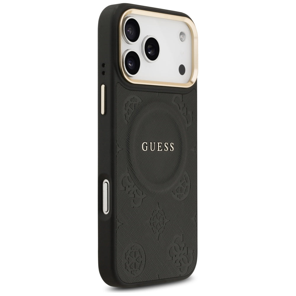 MagSafe ovitek za Apple iPhone 17 Pro Max, Guess, Peony Hot Stamp, črn