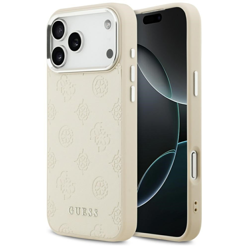 Ovitek MagSafe za Apple iPhone 17 Pro Max, Guess, Peony Hot Stamp Script, Bež