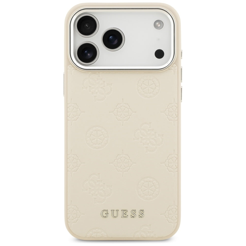 Ovitek MagSafe za Apple iPhone 17 Pro Max, Guess, Peony Hot Stamp Script, Bež