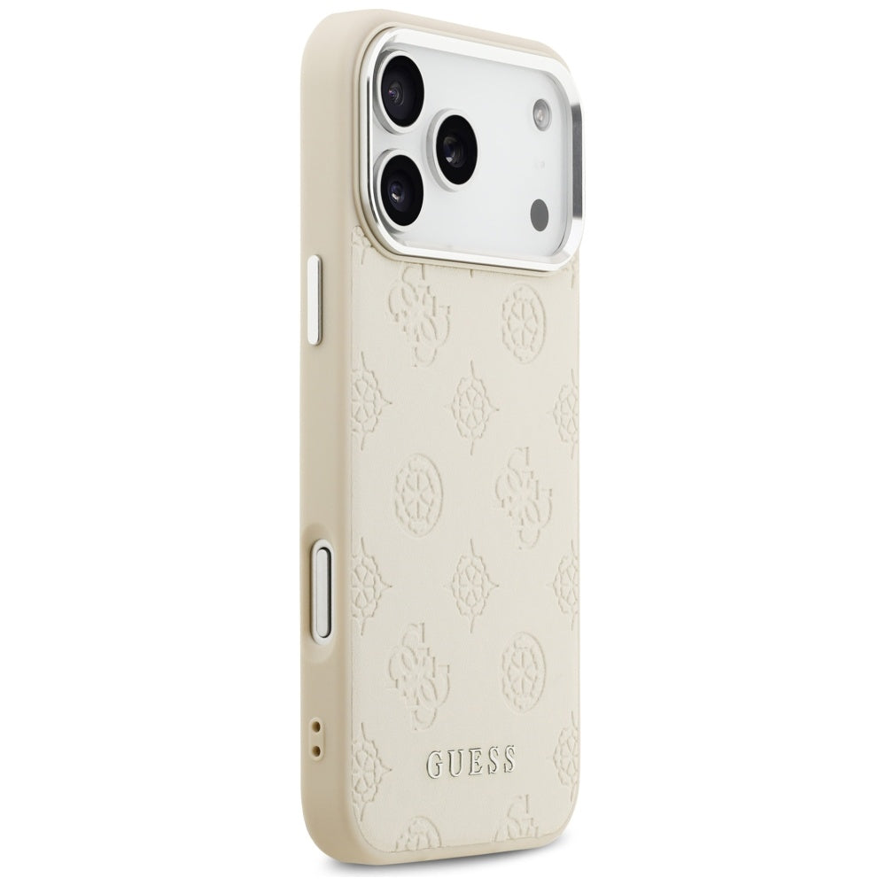 Ovitek MagSafe za Apple iPhone 17 Pro Max, Guess, Peony Hot Stamp Script, Bež