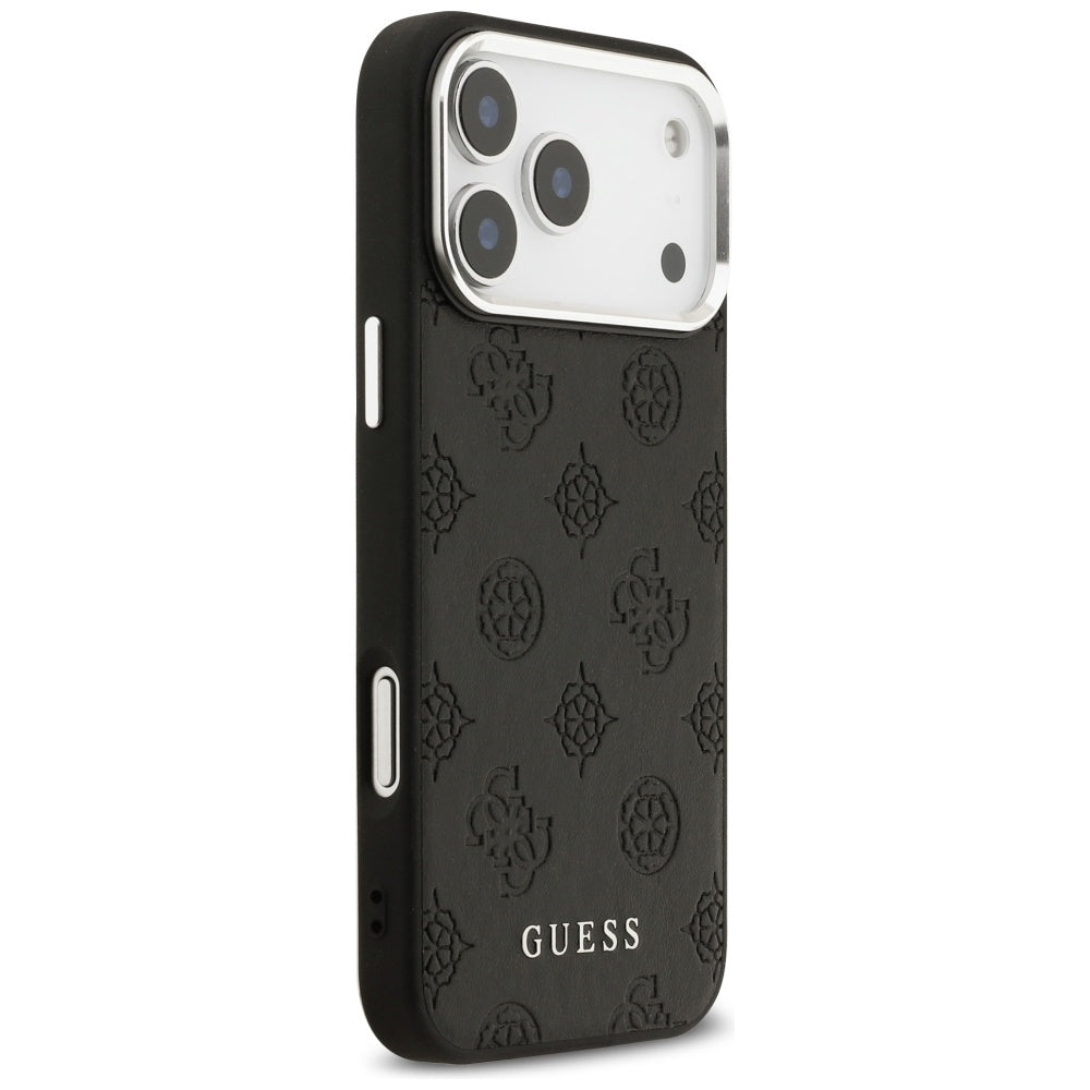 MagSafe ovitek za Apple iPhone 17 Pro Max, Guess, Peony Hot Stamp Script, črn