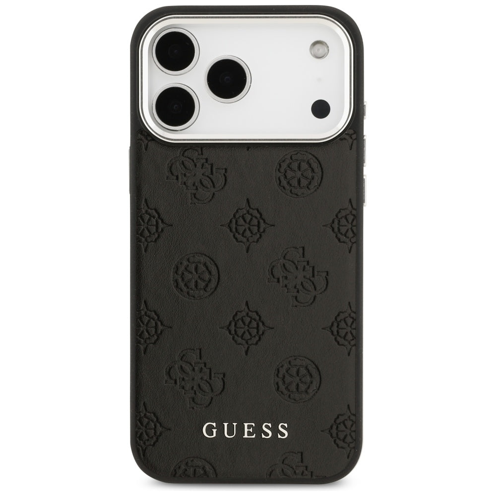 MagSafe ovitek za Apple iPhone 17 Pro Max, Guess, Peony Hot Stamp Script, črn