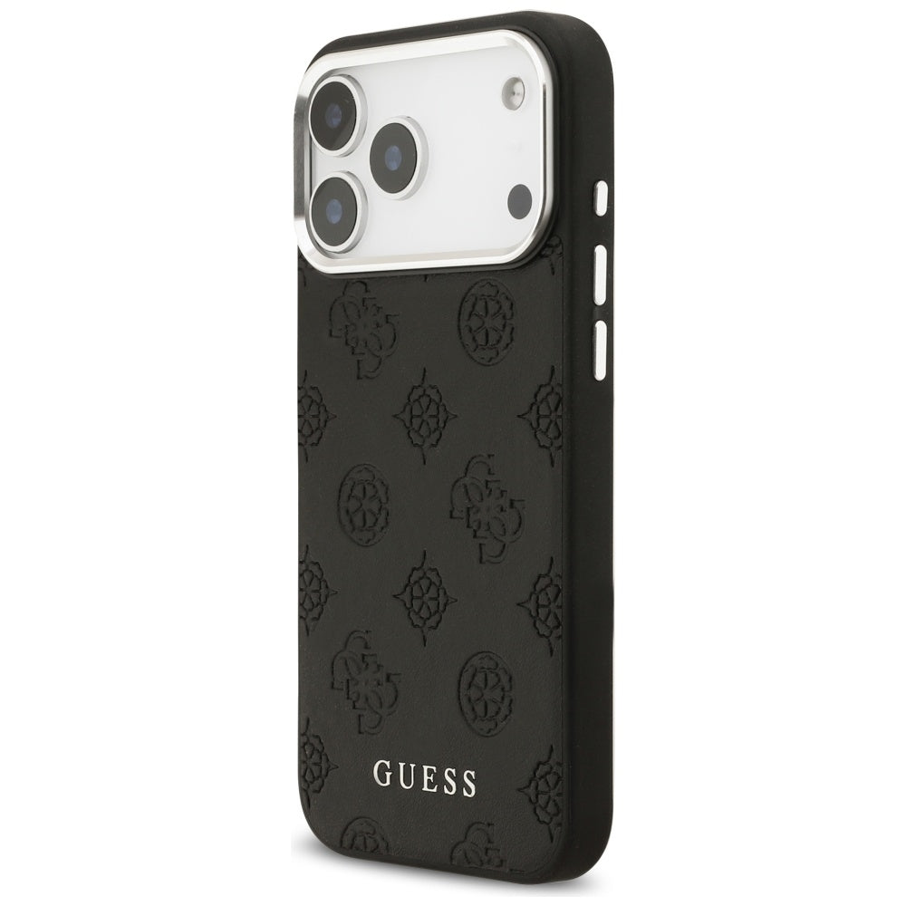 MagSafe ovitek za Apple iPhone 17 Pro Max, Guess, Peony Hot Stamp Script, črn