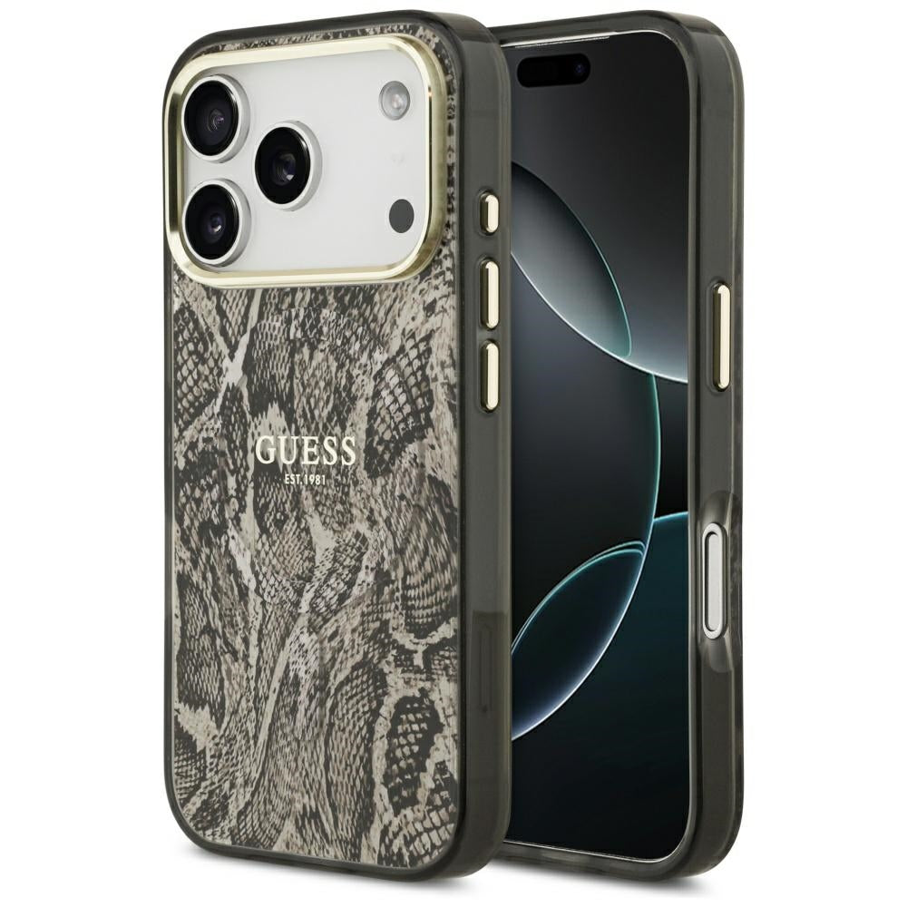 Ovitek MagSafe za Apple iPhone 17 Pro Max, Guess, Python vzorec, rjava
