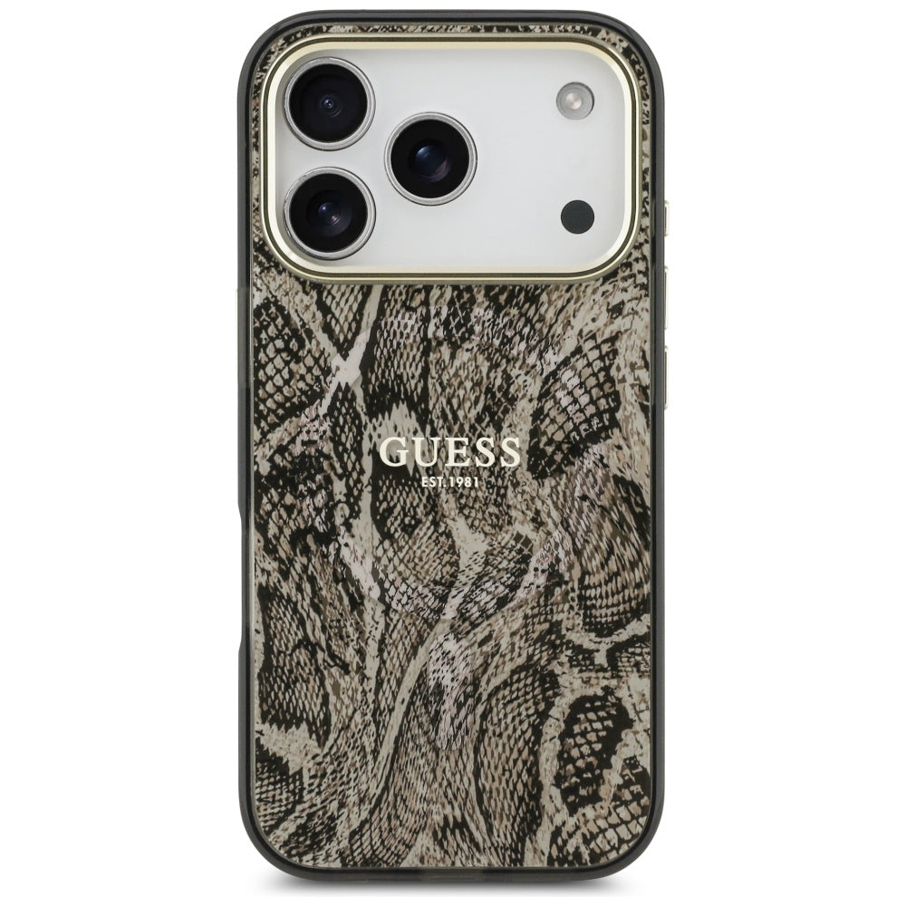 Ovitek MagSafe za Apple iPhone 17 Pro Max, Guess, Python vzorec, rjava
