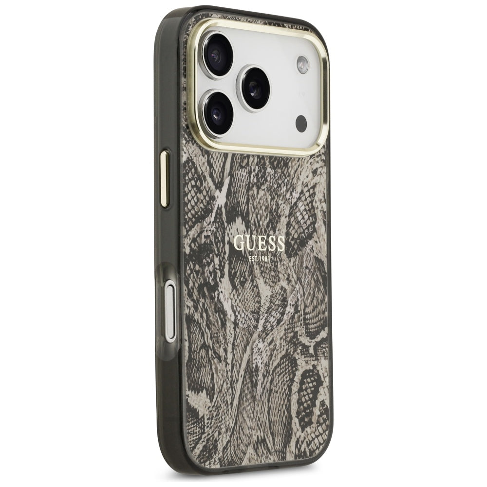 Ovitek MagSafe za Apple iPhone 17 Pro Max, Guess, Python vzorec, rjava