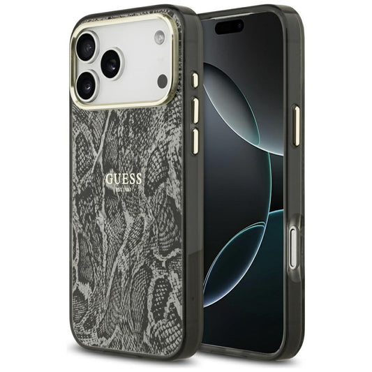 Ovitek MagSafe za Apple iPhone 17 Pro Max, Guess, Python vzorec, Črn