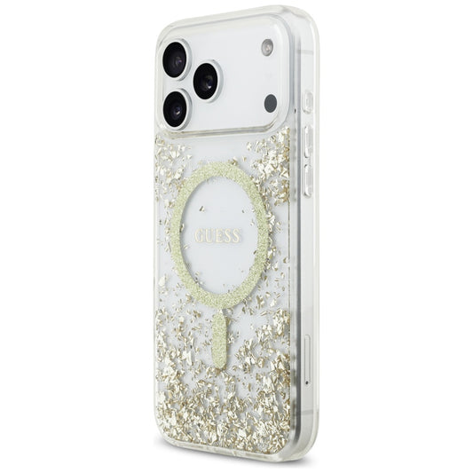 Ovitek MagSafe za Apple iPhone 17 Pro Max, Guess, Resin Bottom Glitter, Zlat