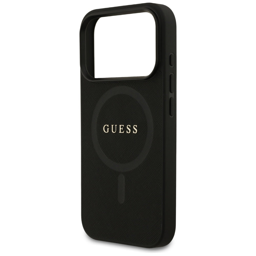Ovitek MagSafe za Apple iPhone 17 Pro Max, Guess, Saffiano Classic Logo, Črn