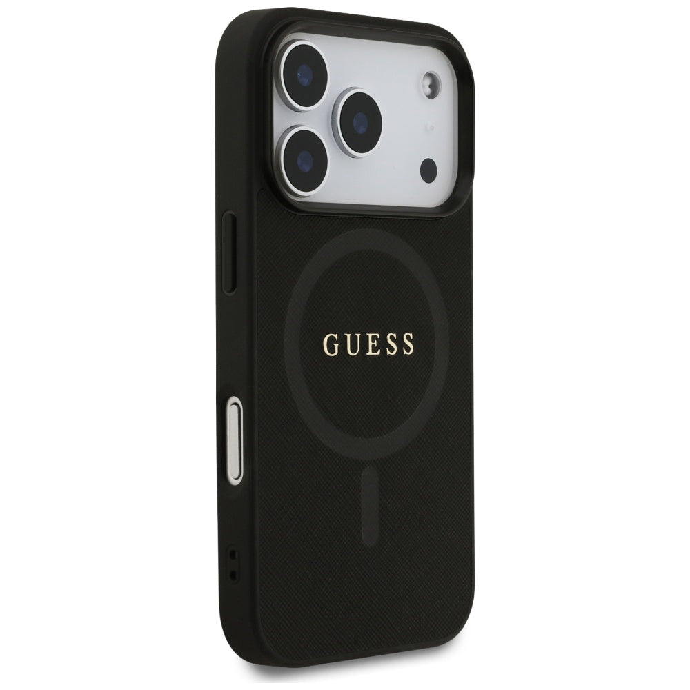 Ovitek MagSafe za Apple iPhone 17 Pro Max, Guess, Saffiano Classic Logo, Črn