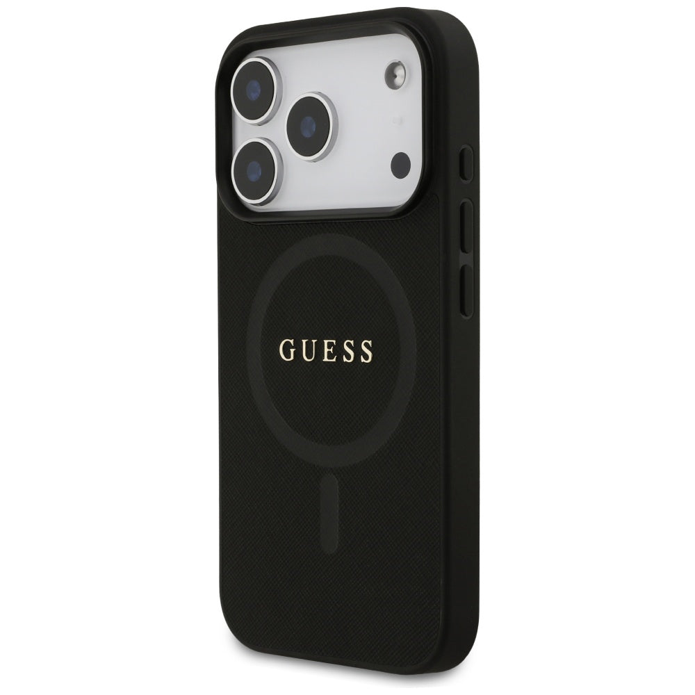 Ovitek MagSafe za Apple iPhone 17 Pro Max, Guess, Saffiano Classic Logo, Črn