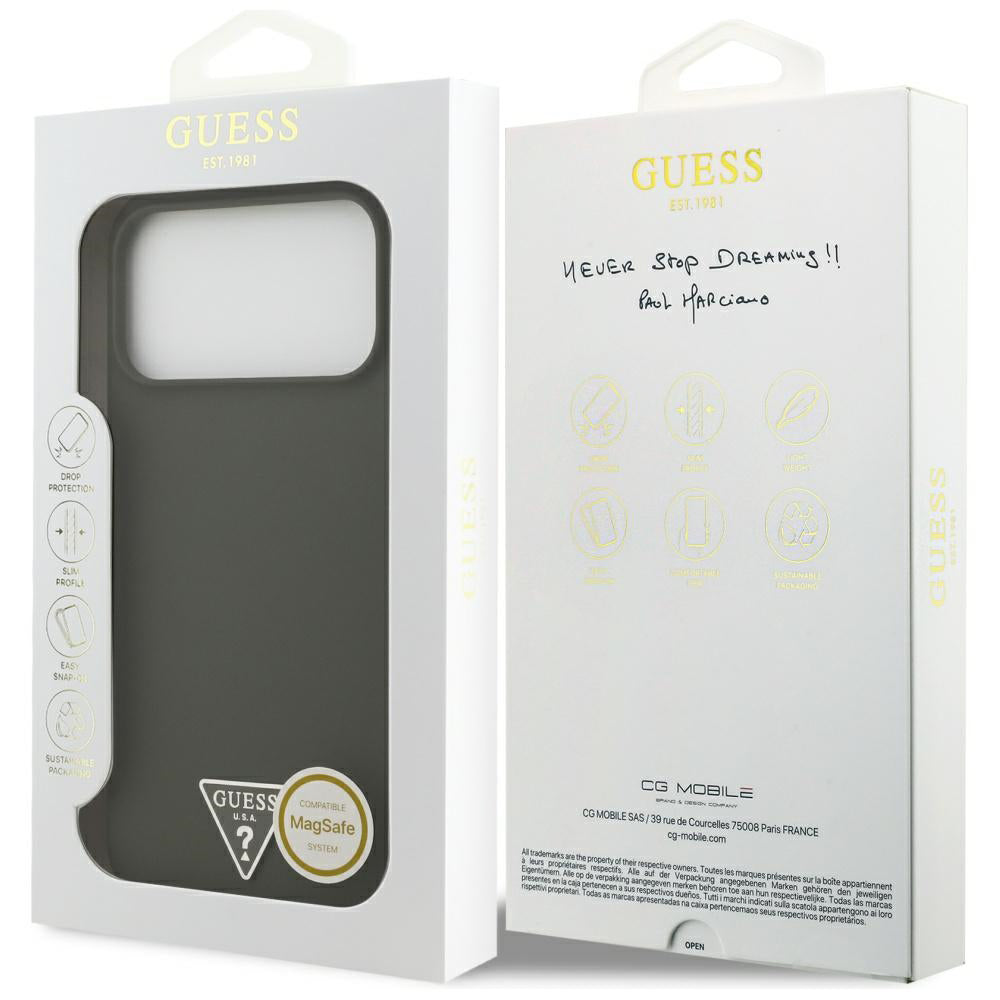 Ovitek MagSafe za Apple iPhone 17 Pro Max, Guess, Triangle Logo, Kaki