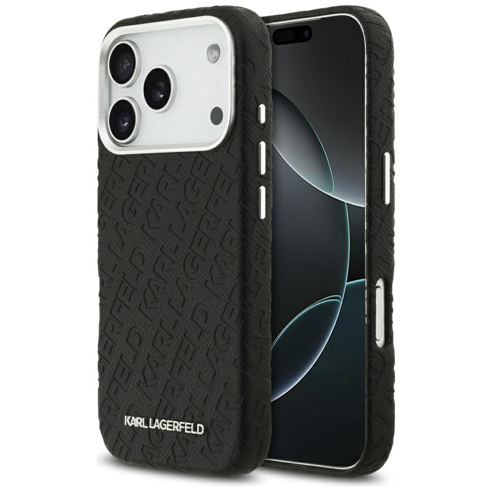 Ovitek MagSafe za Apple iPhone 17 Pro Max, Karl Lagerfeld, FW Stamped Karl, Črn