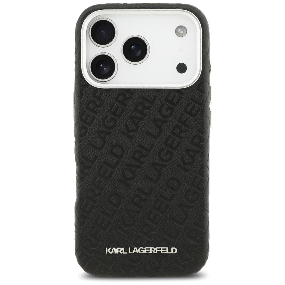 Ovitek MagSafe za Apple iPhone 17 Pro Max, Karl Lagerfeld, FW Stamped Karl, Črn