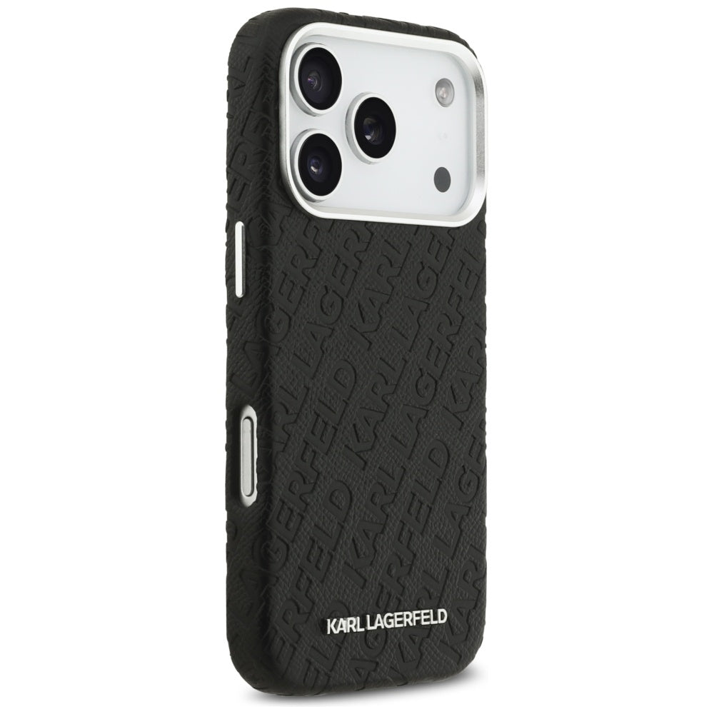 Ovitek MagSafe za Apple iPhone 17 Pro Max, Karl Lagerfeld, FW Stamped Karl, Črn