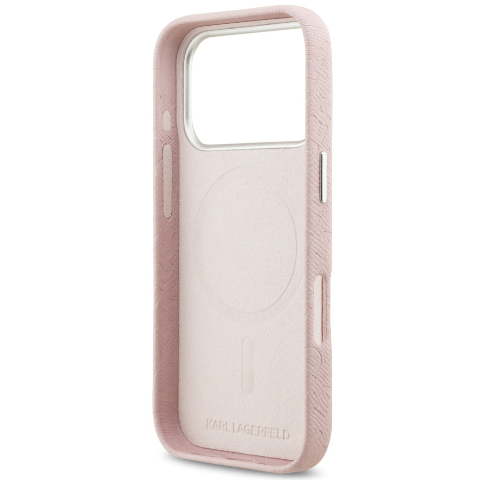 Ovitek MagSafe za Apple iPhone 17 Pro Max, Karl Lagerfeld, FW Stamped Karl, Roza