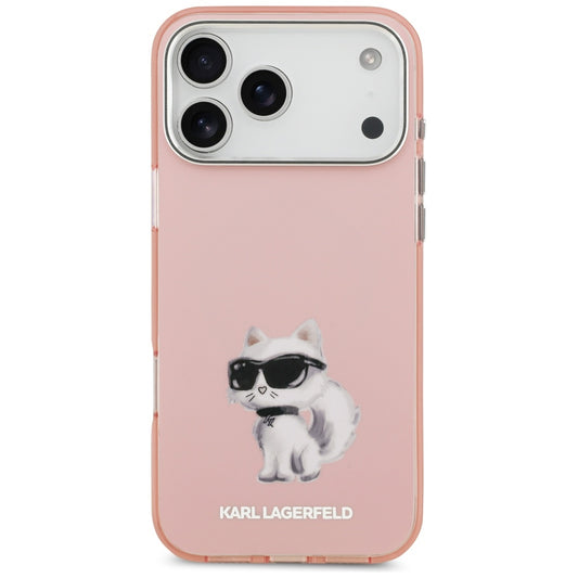 MagSafe Case for Apple iPhone 17 Pro Max, Karl Lagerfeld, IML Aquarelle Logo Choupette, Pink
