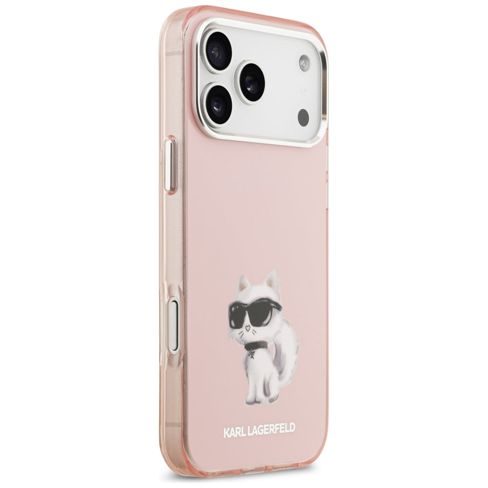 Ovitek MagSafe za Apple iPhone 17 Pro Max, Karl Lagerfeld, IML Aquarelle Logo Choupette, Roza