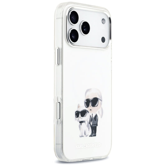 Ovitek MagSafe za Apple iPhone 17 Pro Max, Karl Lagerfeld, IML Aquarelle Logo Karl & Choupette, Bel.
