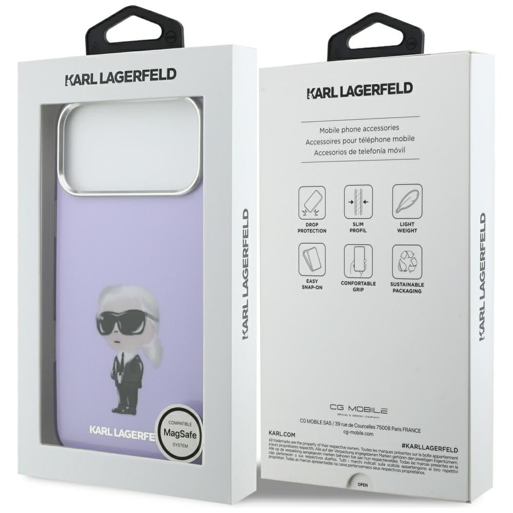 Ovitek MagSafe za Apple iPhone 17 Pro Max, Karl Lagerfeld, IML Aquarelle Logo Karl, Vijolična