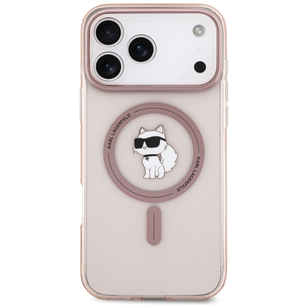 Ovitek MagSafe za Apple iPhone 17 Pro Max, Karl Lagerfeld, IML Choupette, Roza