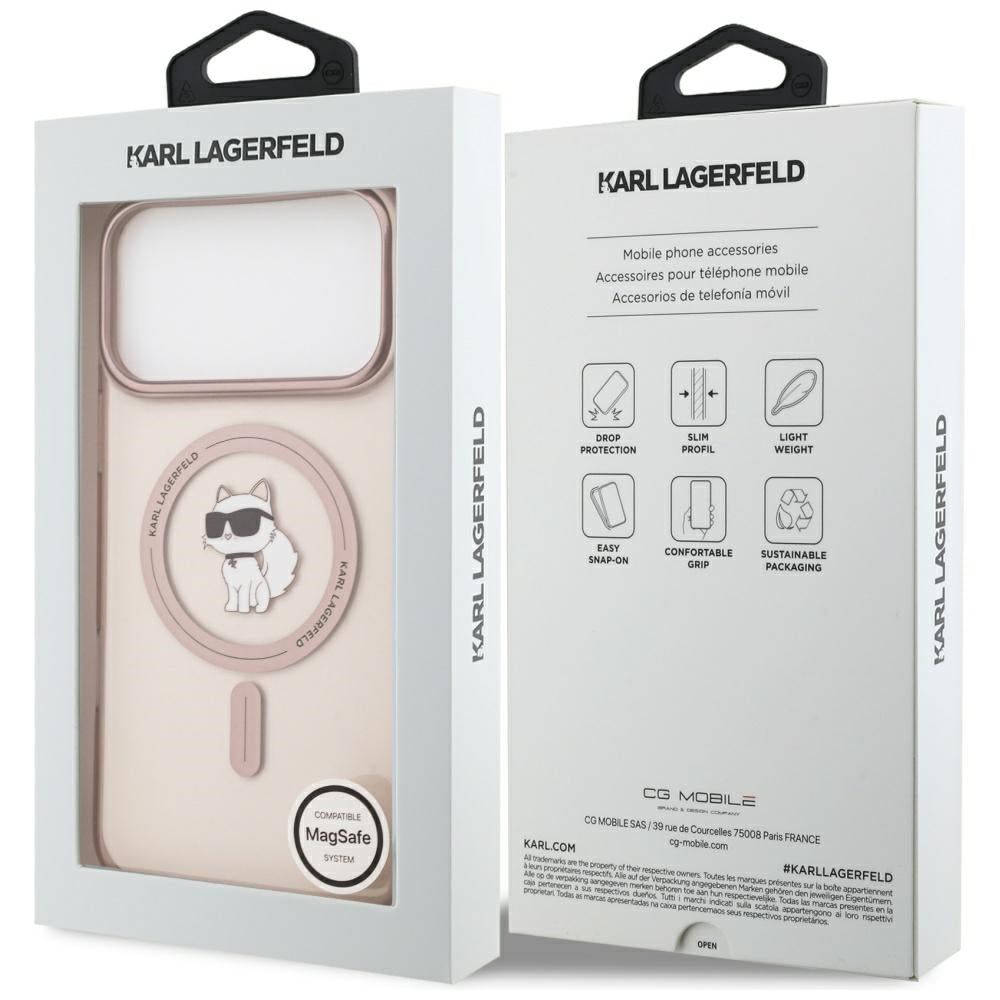 Ovitek MagSafe za Apple iPhone 17 Pro Max, Karl Lagerfeld, IML Choupette, Roza