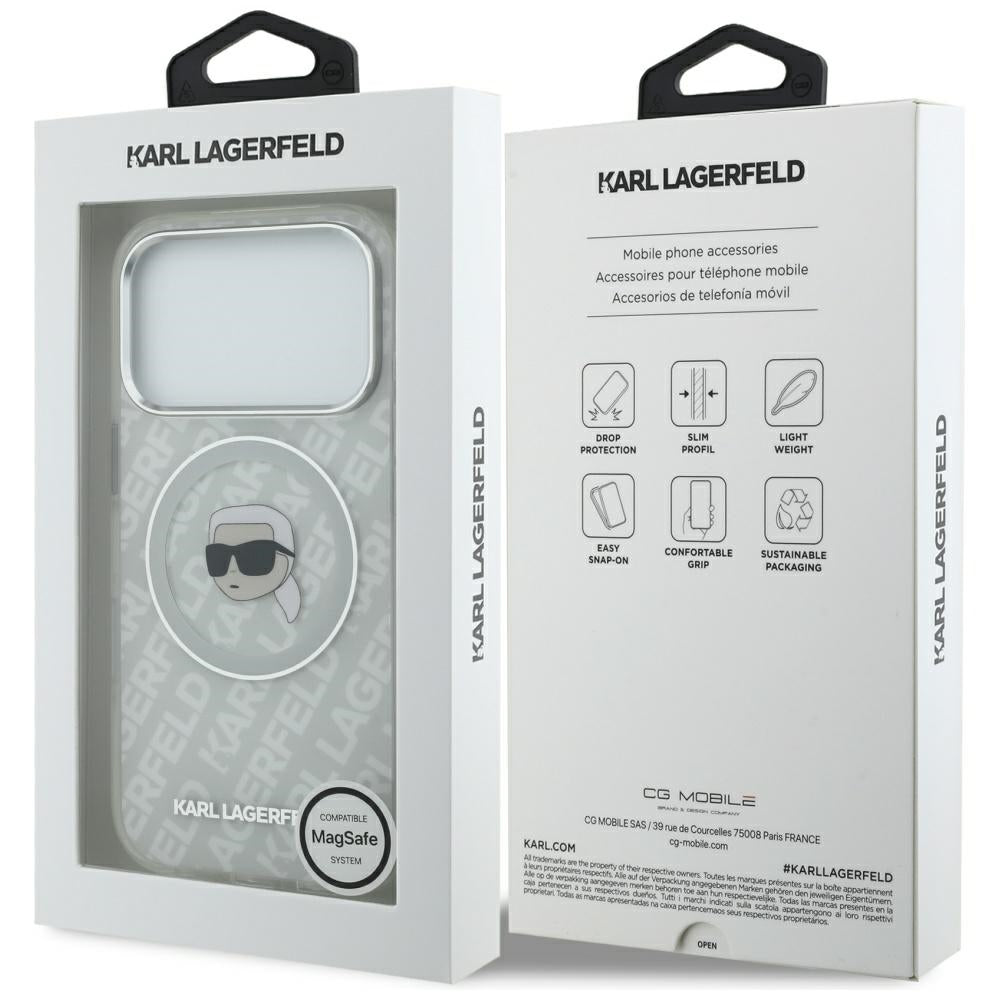 Ovitek MagSafe za Apple iPhone 17 Pro Max, Karl Lagerfeld, IML Karl`s Head, Siv