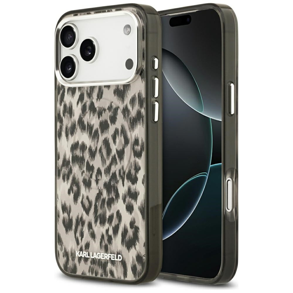 Ovitek MagSafe za Apple iPhone 17 Pro Max, Karl Lagerfeld, IML Leopard vzorec, rjava