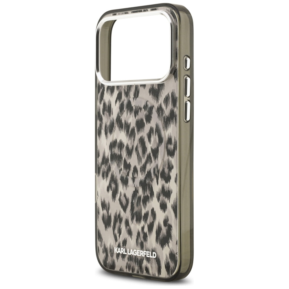 Ovitek MagSafe za Apple iPhone 17 Pro Max, Karl Lagerfeld, IML Leopard vzorec, rjava