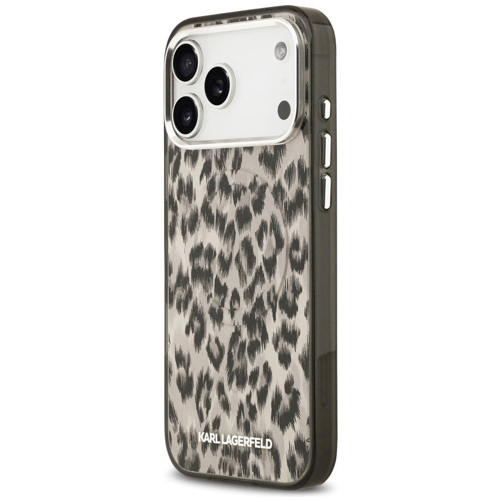 Ovitek MagSafe za Apple iPhone 17 Pro Max, Karl Lagerfeld, IML Leopard vzorec, rjava