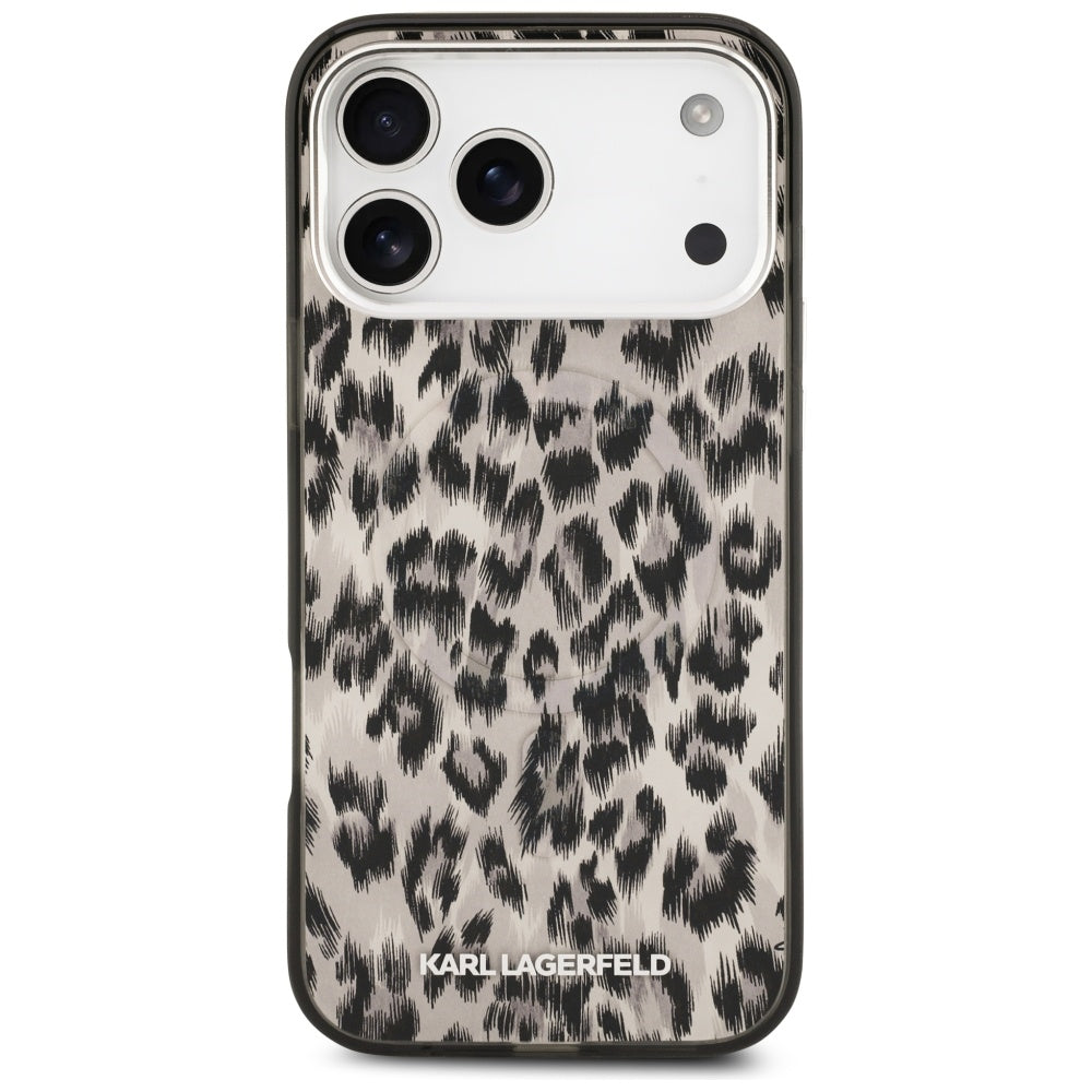 Ovitek MagSafe za Apple iPhone 17 Pro Max, Karl Lagerfeld, IML Leopard vzorec, rjava