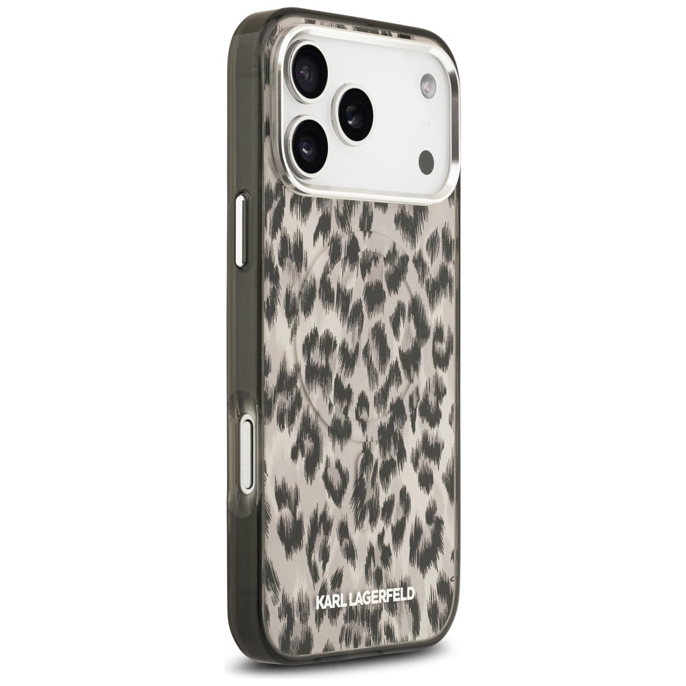 Ovitek MagSafe za Apple iPhone 17 Pro Max, Karl Lagerfeld, IML Leopard vzorec, rjava