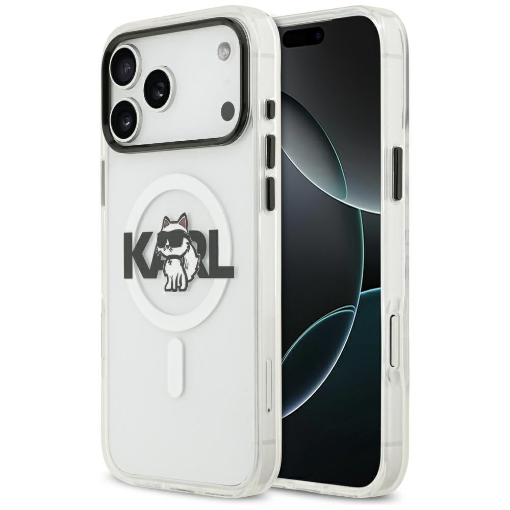 Ovitek MagSafe za Apple iPhone 17 Pro Max, Karl Lagerfeld, IML Sketch Logo Choupette, Prozoren