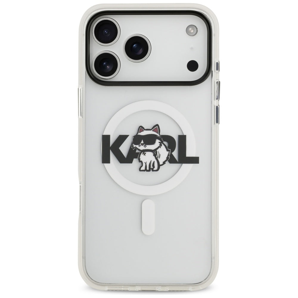 Ovitek MagSafe za Apple iPhone 17 Pro Max, Karl Lagerfeld, IML Sketch Logo Choupette, Prozoren